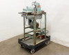 Pistorius Machine Co Model C Radial Saw on rolling steel cart, full front view showing saw head and motor