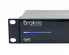 Araknis Networks logo and OvrC Enabled badge on front panel of AN-210-SW-R-16-POE with blue status LED illuminated
