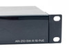 Right-side corner of Araknis AN-210-SW-R-16-POE front panel showing AN-210-SW-R-16-POE model number label on chassis