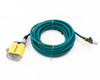 Cognex 821-0025-2R barcode scanner reader with coiled teal Ethernet cable, full assembly view