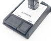 Shure Brothers XTBM694EF base close-up showing Johnson label with TRANSMIT and MONITOR push buttons