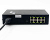 Araknis AN-110-SW-R-8 – rear panel view showing IEC C14 power inlet, 8 RJ-45 gigabit ports, reset button, and model/MAC label
