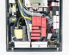 Advanced Energy RFDS 2000-2V rear panel close-up showing M/N 3155038-013 C label, S/N 207143, F/R C revision, and LED indicators