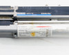 Keyence SL-V60H-T and SL-V60H-R specification labels showing rated voltage 24VDC 126mA, detection height 1180mm, detection capability 25mm, response time 14.2ms, OSSD PNP/NPN max 500mA