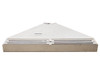 Stainless steel fume hood – top-down view showing triangular canopy profile and single slotted duct along bottom edge