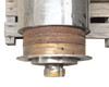 Dual flange end cap with bolt-pattern mounting hub – close-up detail