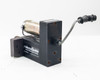AccuWeb AccuGuide MME-1 7303-01 web guide assembly — side profile view showing motor, guide housing, and connector cable routing