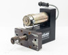 AccuWeb AccuGuide MME-1 7303-01 electronic web guide with MTR 3091 actuator — angled front-left view showing motor, guide body, and circular connector with cable