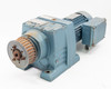 SEW-EURODRIVE R67DT80K4TN helical gear motor front-left 3/4 view showing output flange and motor assembly