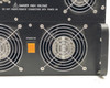Glassman PS/PK003R1.3 rear upper chassis showing DANGER HIGH VOLTAGE label, DO NOT INSERT/REMOVE CONNECTORS warning, POWER ON indicator button, and dual cooling fans