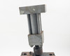 Sheffer 2HHRHF3 hydraulic cylinder side view without port caps — showing cylinder barrel, rear head flange plate, and steel base adapter