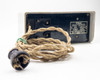 GE Hotpoint 3T38AAA1 Type T-38 Range Timer – rear three-quarter view showing bottom data plate and original cloth-wrapped cord with plug