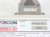 Percon Series 20 label showing Model 20-000-00 and Serial 2J027 with included cable connector and programming guide