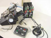 AMC Bondo4 stepper motor assembly — alternate angle showing linear stage mechanism, motor drivers, and control box with power cables
