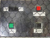 AMC Bondo4 custom control box — front panel with 30%/50% speed toggle, Jog, Retract, Index, and Stop buttons on mesh enclosure