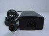InFocus KM-281E AC adapter rear view showing IEC C8 AC inlet and 4-pin DIN output cable