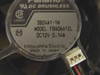 Panasonic FBA06A12L DC Brushless fan label showing model number, 12V 0.14A rating, Matsushita Electric Made in Japan