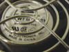 Delta Electronics DC brushless fan label showing 0.45A rating, viewed through wire guard from rear