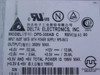 Delta DPS-350AB C power supply label closeup – model number, REV 00, output specs +5V/32A +12V/12A +3.3V/28A, 350W max