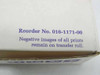 Tektronix 016-1171-00 box end label showing Reorder No. 016-1171-00 and note: Negative images of all prints remain on transfer roll