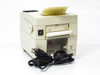 Citizen CBM iDP3535 tractor feed printer – rear left view showing power cord, AC socket, and tractor-feed paper mechanism