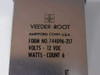 Veeder-Root 744096-217 counter label showing Form No. 744096-217, Volts 12 VDC, Watts Count 6, Hartford Conn. USA