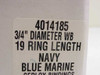 GBC 4014185 box label showing 3/4 inch diameter, 19-ring length, Navy Blue Marine Cerlox bindings
