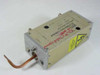 Nordiko 102185 Impedance Detector — top-angled rear view showing copper bar sputter target output and electrical hazard warning label with red handwritten notation