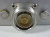 Nordiko 102185 Impedance Detector — close-up of 7/16 DIN female RF input connector showing contact fingers and threaded coupling