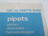 VWR 14673-043 Disposable Borosilicate Glass Pipets 9 Inch - Box of 250 Pieces