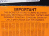 Motorola S5415D – orange compatibility warning label listing EE3 phones and SLN3482B, SLN3506A, SLN3500B, SLN3501B car kit cradles; 12VDC power requirement visible