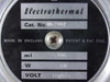 Electrothermal MG7802 rating plate label showing Cat. No. MG7802, 100mL, 60W, 110/120V, Made in England