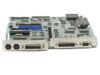 IBM PS/2 8530 System Board – angled view of I/O bracket showing two PS/2 mini-DIN ports, DB-25 parallel connector, and two DB-9 serial connectors
