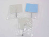 Qualtec Lok-Kit 06127 — three adhesive mounting plates in individual plastic bags, showing grey front and blue adhesive backing