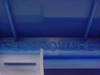 Fluoroware brand name embossed on the base rail of the E124-60 silicon wafer carrier case — close-up