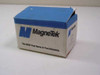 Magnetek F-357X filament transformer in original blue and white MagneTek box, closed, front view