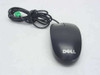Dell Logitech M-SAW34 black 2-button PS/2 wired mouse — top and left side view with green PS/2 connector visible
