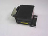 Microscan MS 1200 STD FIS-1200-0001 laser barcode scanner — top and front-left angled view showing black metal housing, mirror deflector plate, and scan window slot