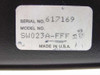 Black Box SW023A-FFF bottom label showing serial number 617169, model number SW023A-FFF, and Made in USA marking