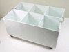 Plastic 23x16x9" Tall Chemical Solvent Container w/ Castors and 6x Slots 7x6.5"