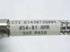Close-up of CTI 8143073G009 label on braided cryogenic cable showing part number, 054-01 NMR designation, and 325 PSIG pressure rating