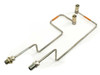 CTI Cryogenics 8143122 helium compressor supply and return line pair — full overhead view showing both bent stainless lines with Aeroquip couplings and threaded fittings