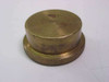 MDC 411114 brass blank cap plug – angled view showing stepped profile with knurled lower ring and tarnished brass surface