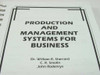 Production and Management Systems for Business interior title page showing authors Dr. William R. Sherrard, C.R. Smolin, John Rodenrys