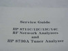 HP 8711C/12C/13C/14C RF Network Analyzers and HP 8730A Tuner Analyzer Service Guide title page