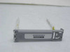 Sun Microsystems 5402815-01 hard drive server caddy tray — front/side angled view showing gray plastic frame and white rails with yellow retention tabs