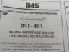 IMS INT-481 IM481H Interface Board Operating Instructions title page — Intelligent Motion Systems logo and document title visible