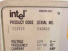 Intel III515 rating plate label showing product code III515, part number 108020-001, 120V 50/60Hz 12A power specs