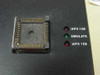 Close-up of emulator pod PLCC socket with iAPX 186, EMULATE, and iAPX 188 LED mode indicators