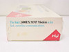 Intel 2400EX MNP Modem PCEM7424 — bottom panel of retail box showing light yellowing on corner